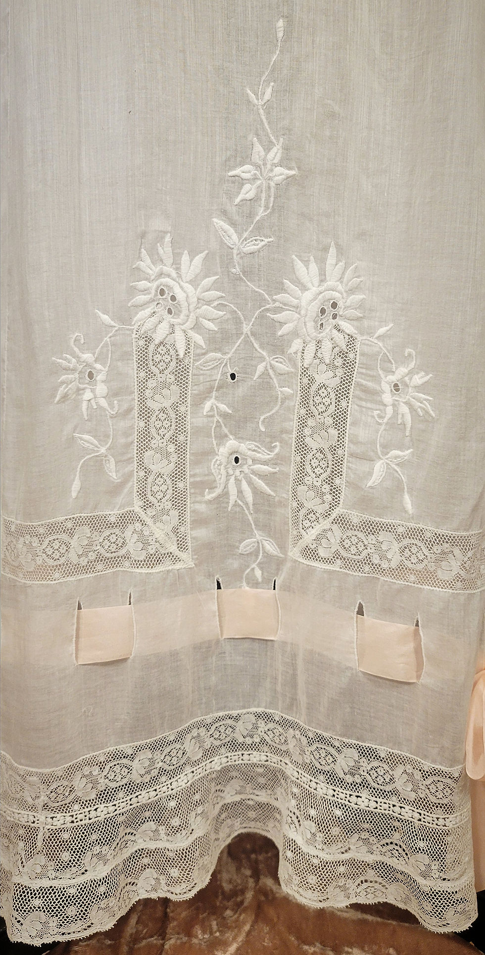 Thumbnail: 1910s Sheer Cotton Silk Ribbon Slip