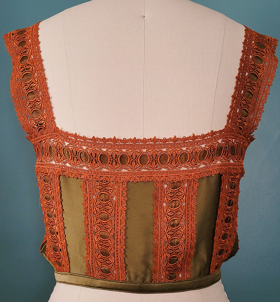 Thumbnail: Olive Silk and Rust Venice Lace Camisole