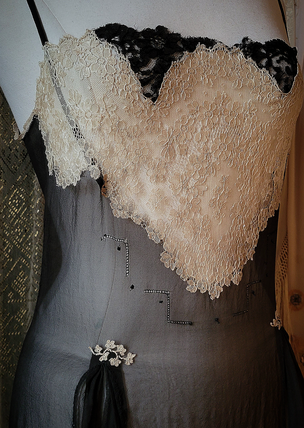 Thumbnail: 1920s Black Chiffon Step In Lingerie
