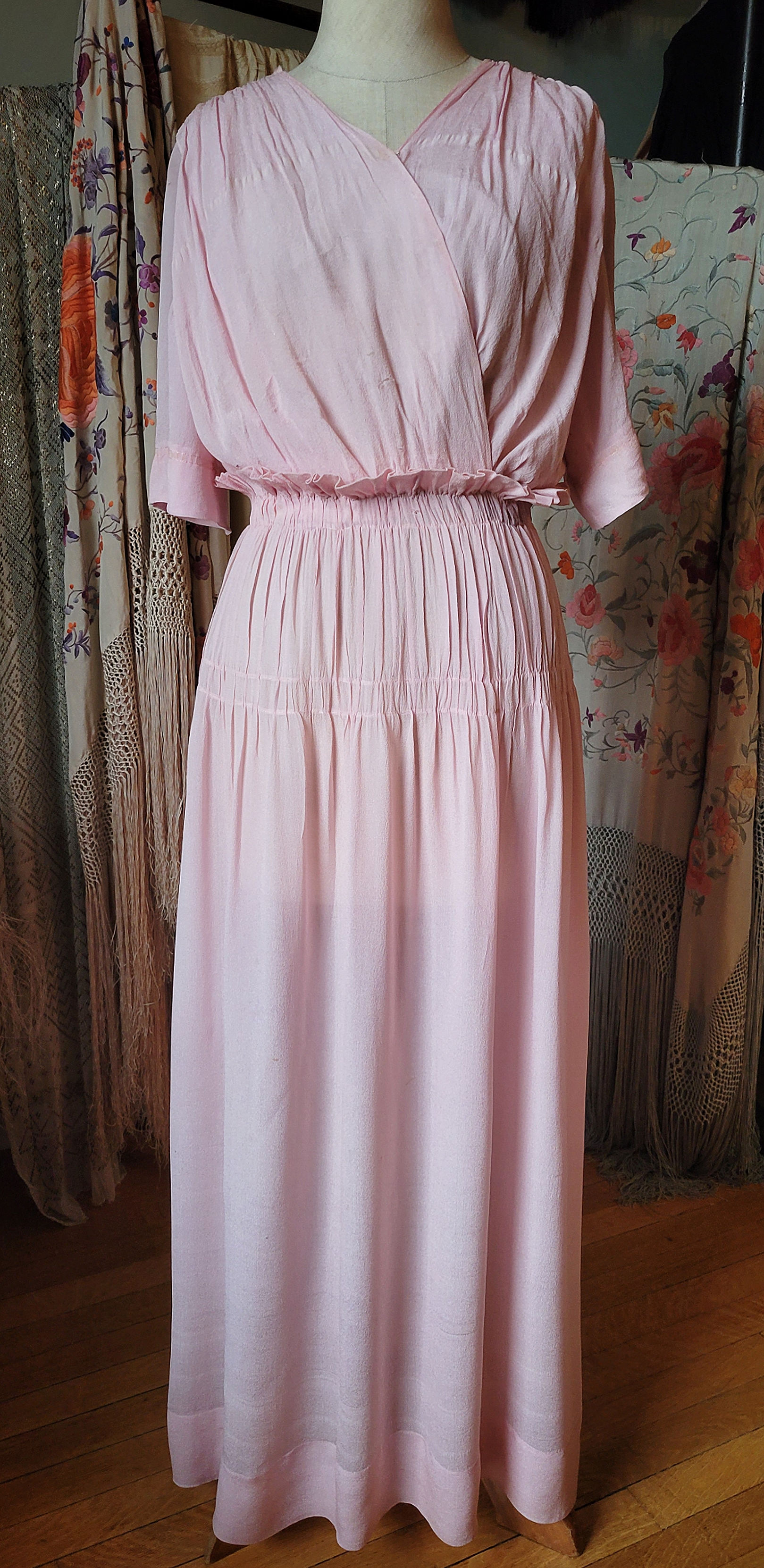 Edwardian Pink Silk Gown 