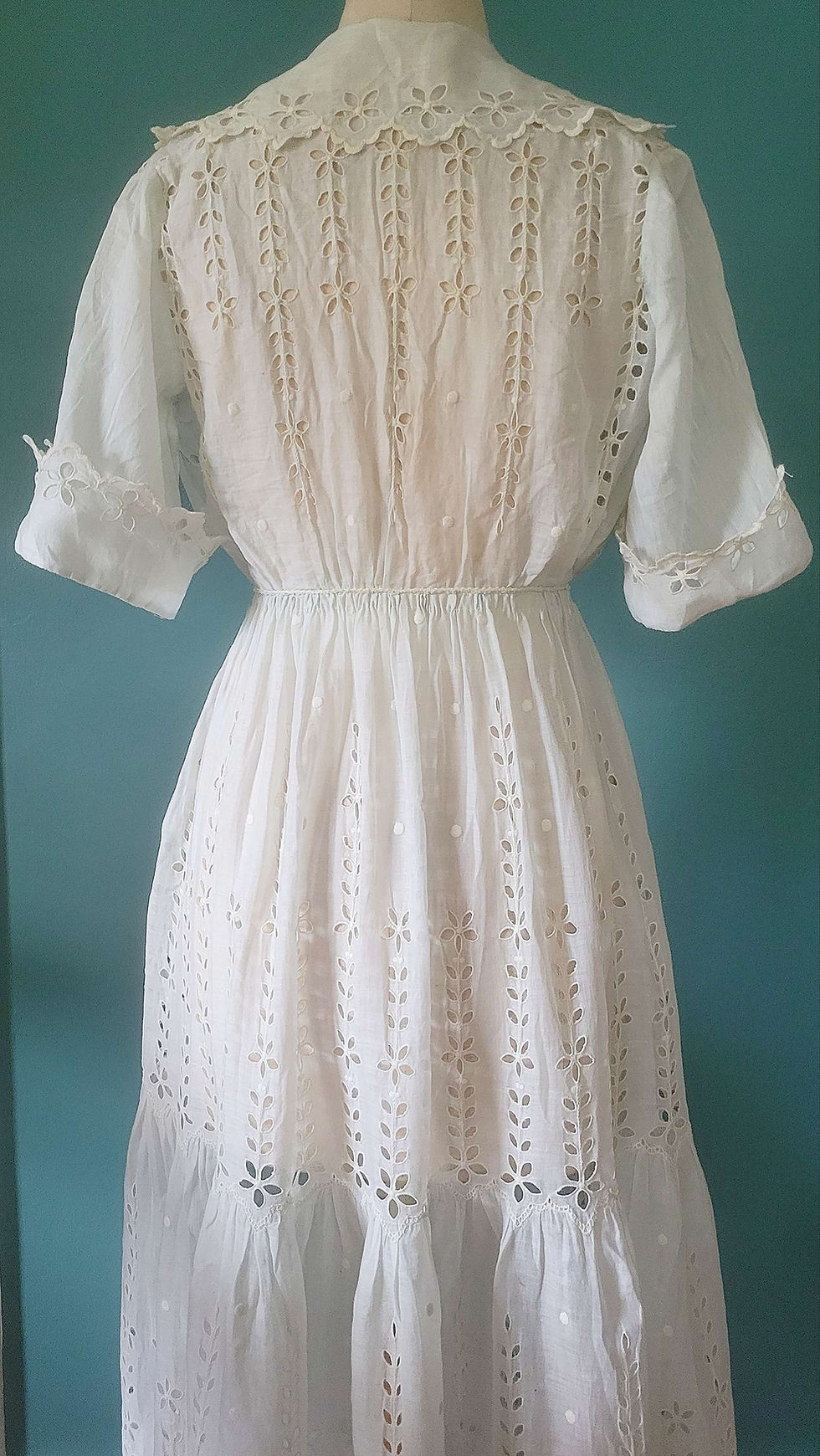 Thumbnail: 1910s Pale Blue Cotton Eyelet Dress