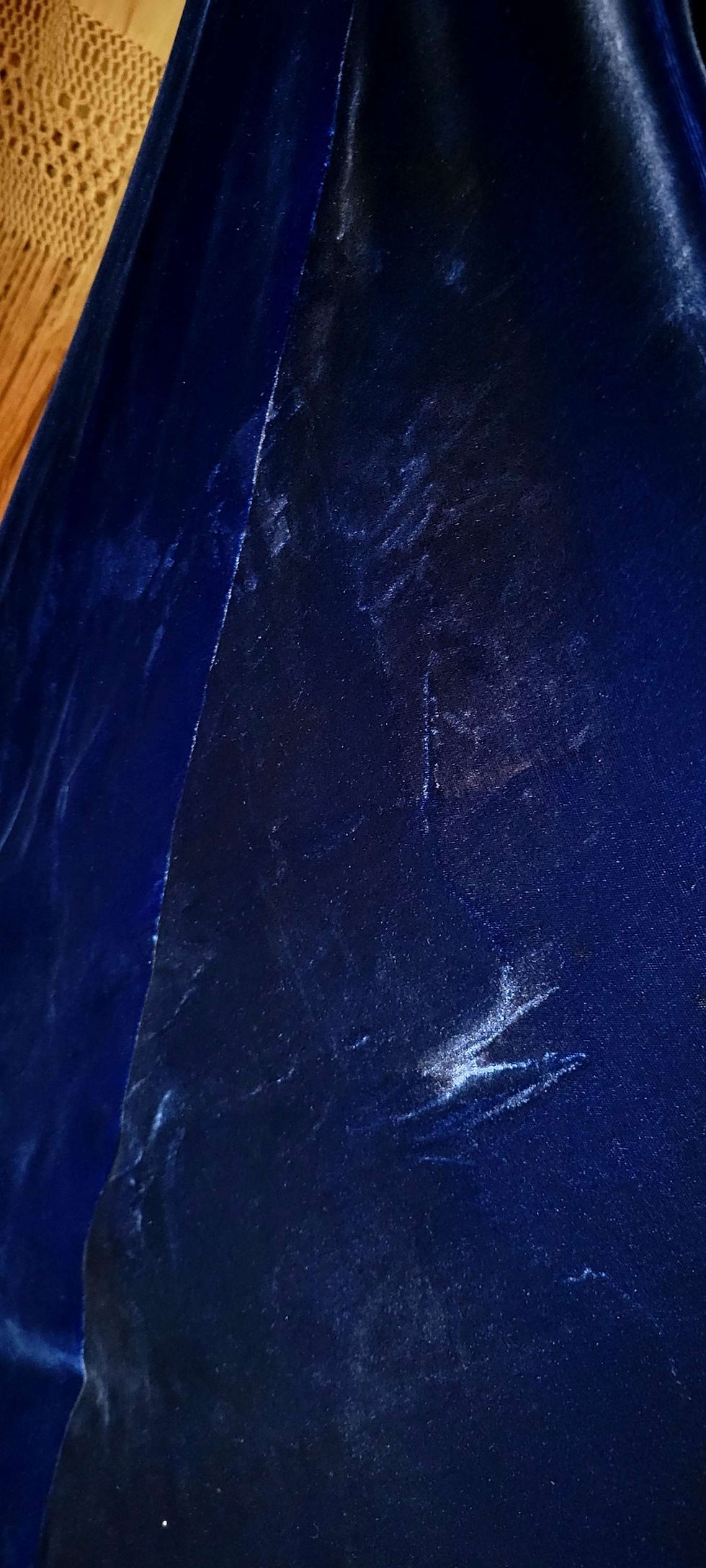 Thumbnail: 1930s Sapphire Blue Silk Velvet Gown