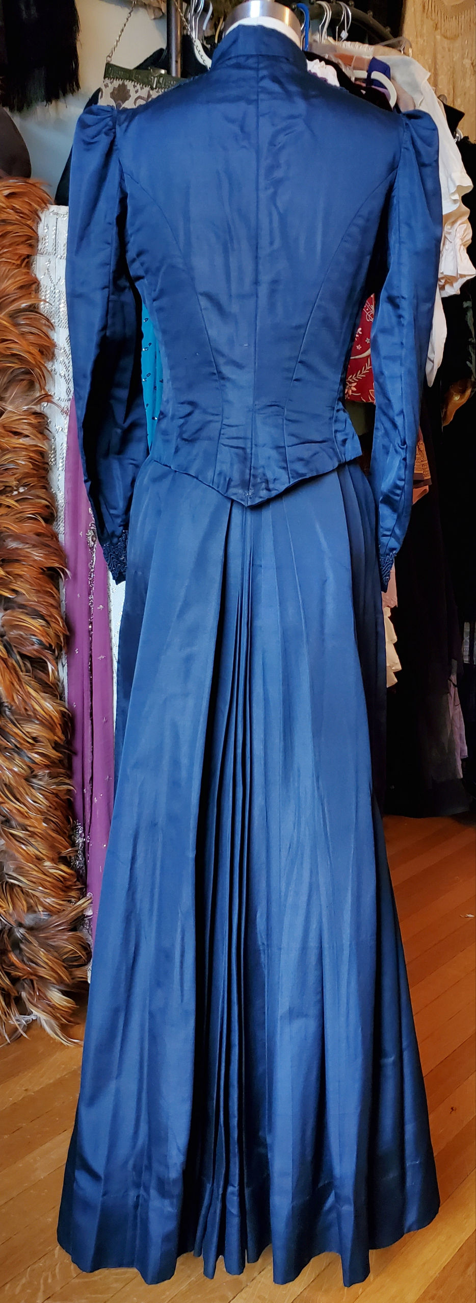 Thumbnail: Navy Silk Faille Victorian Two Piece Dress