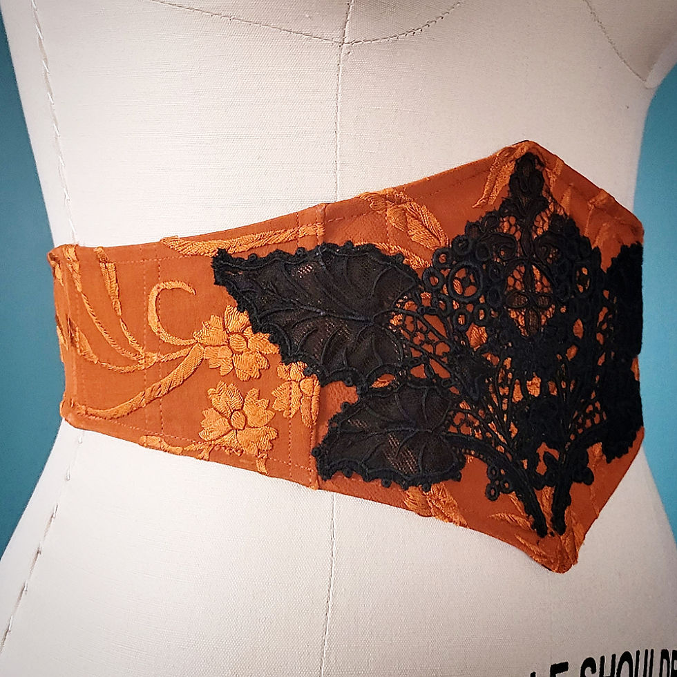 Thumbnail: 1890s Style Burnt Orange Silk Corselet 