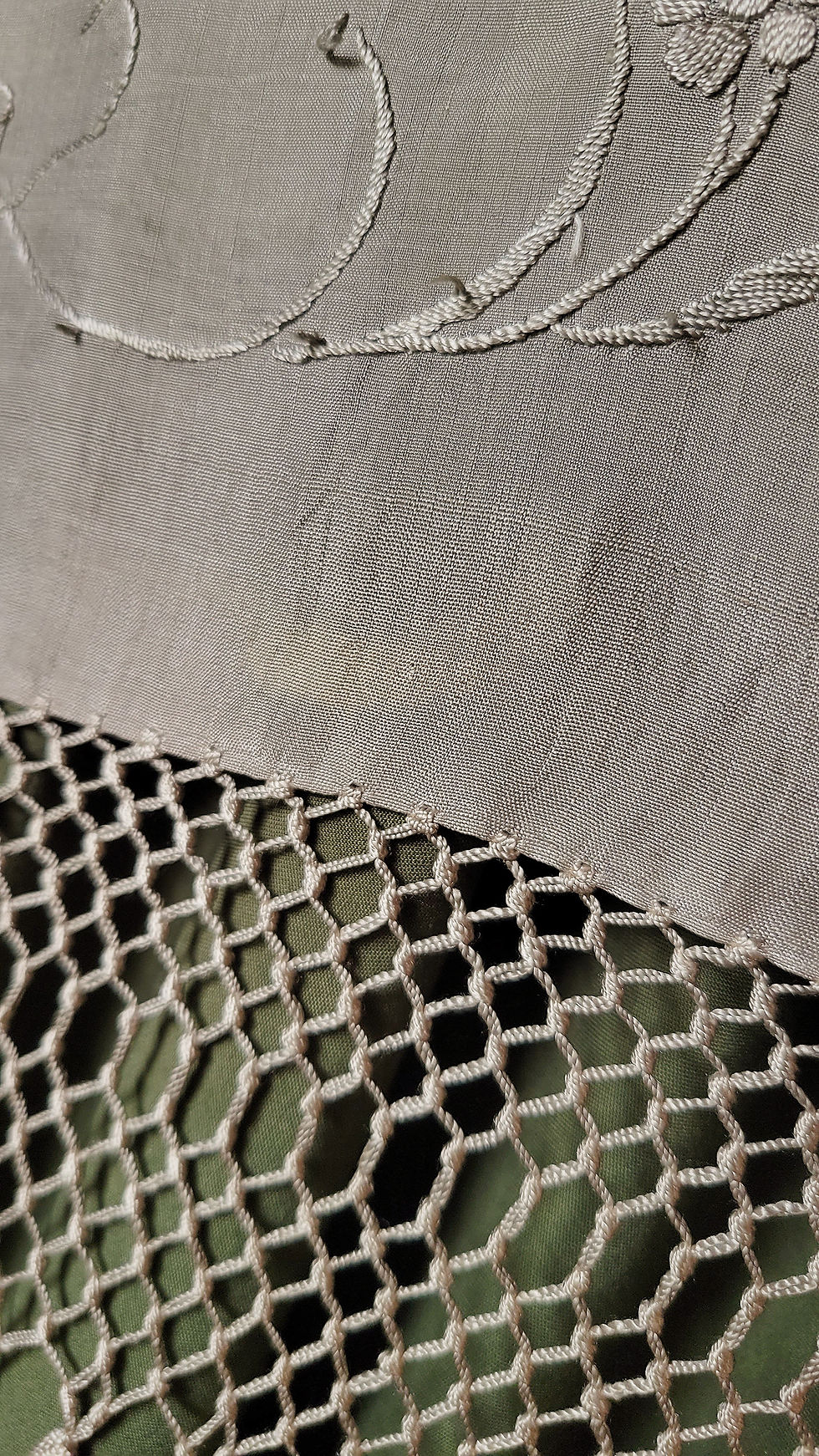 Thumbnail: Faded Olive and Sage Fringed Silk Shawl Dress