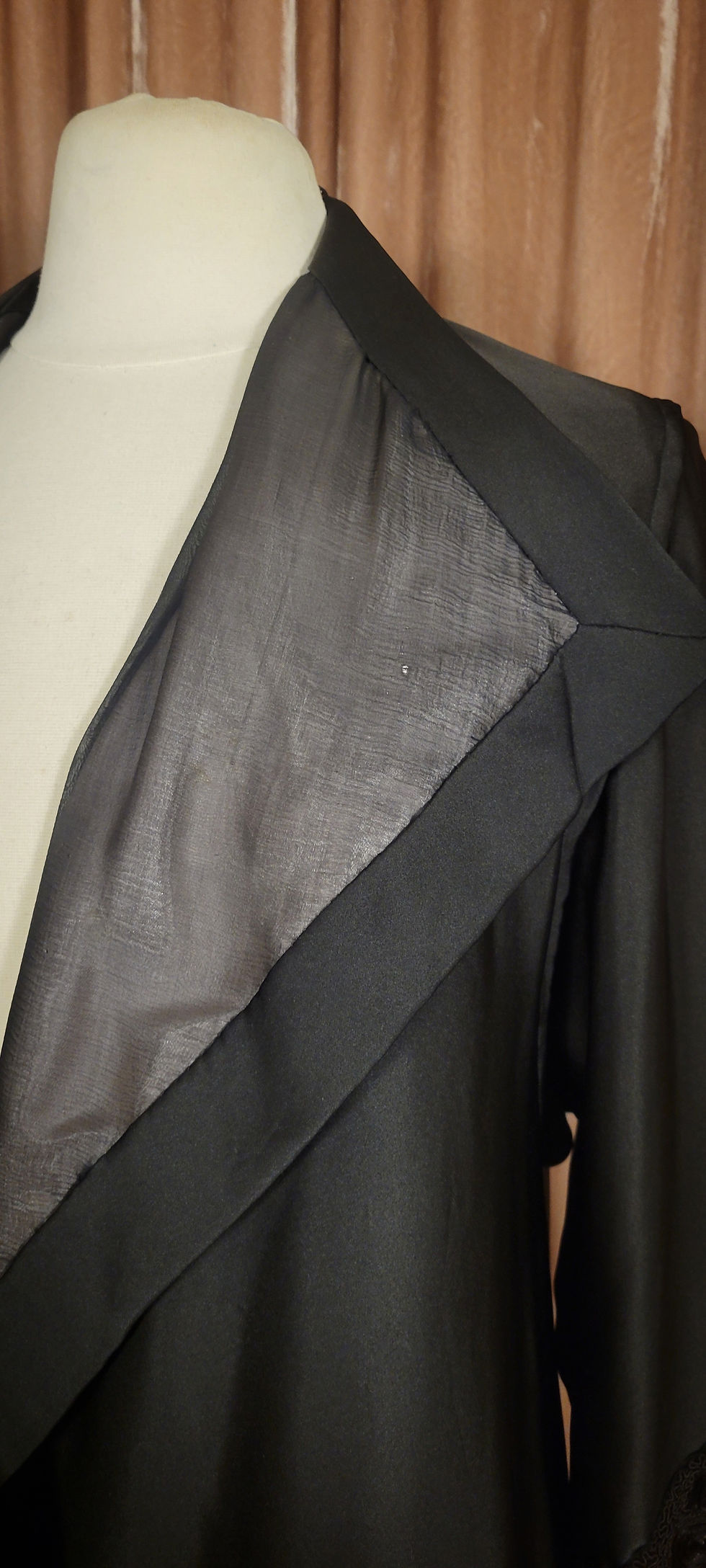 Thumbnail: 1910s Black Silk Satin Corded Appliques Jacket