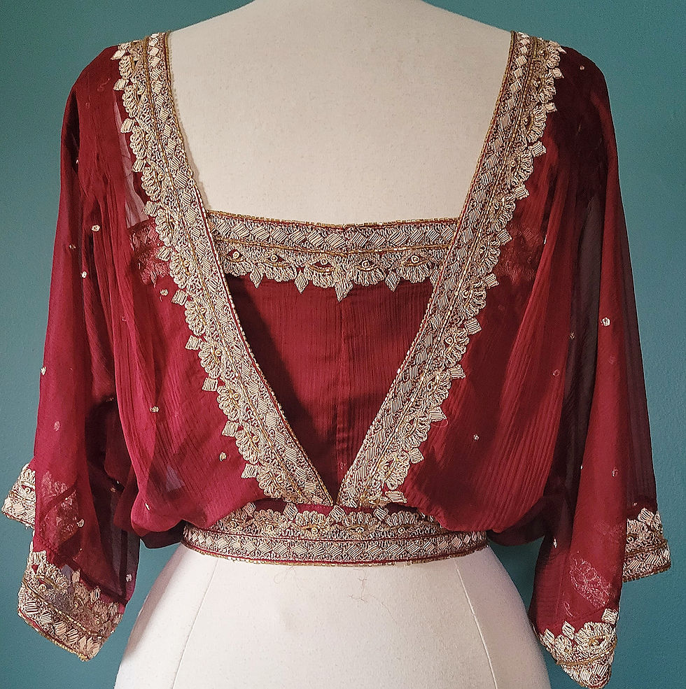 Thumbnail: Scarlet and Gold Beaded Blouse