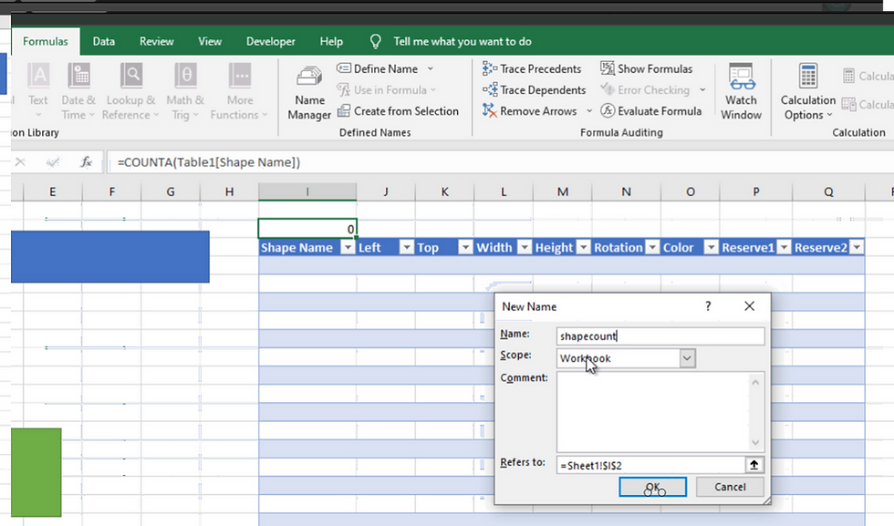 Excel floating shapes as sticky buttons