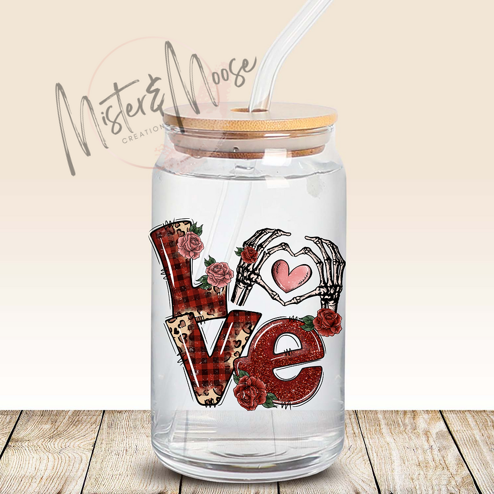 LOVE heart hands can glass