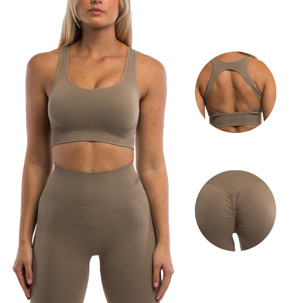Set deportivo mujer: leggings scrunch cintura alta + top espalda abierta