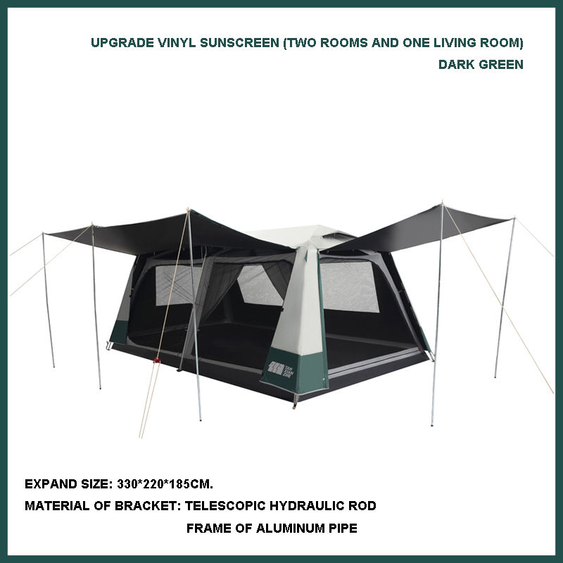 Miniatura: Tienda camping automática 2 habitaciones y sala, glamping familiar de lujo