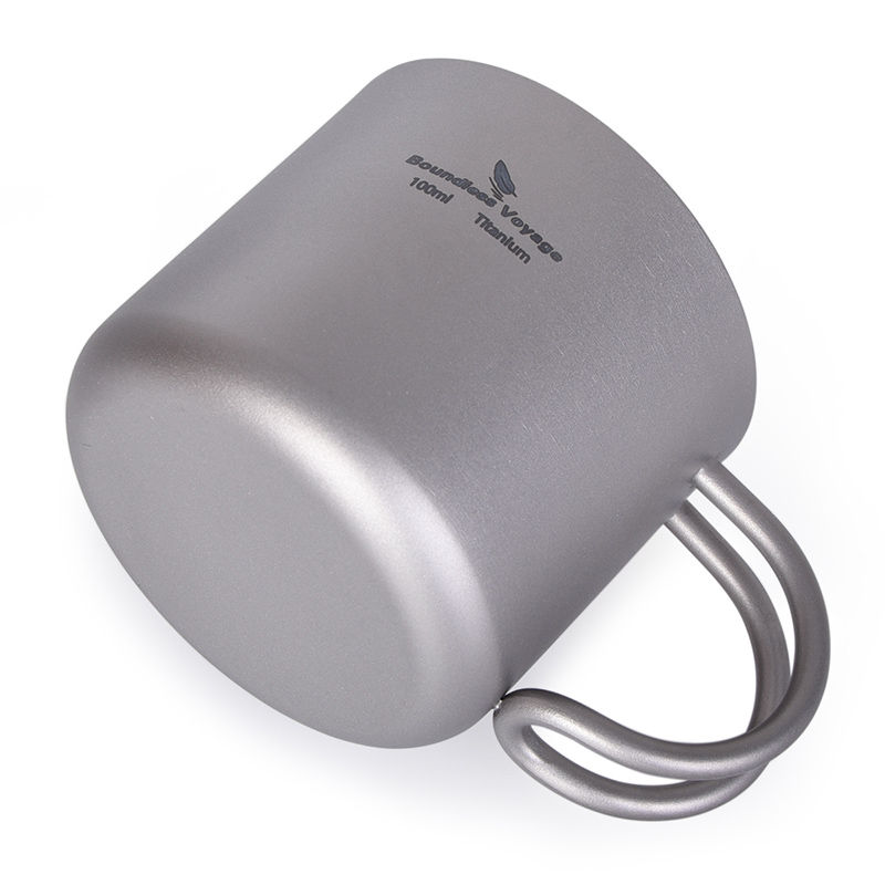 Miniatura: Taza café camping Boundless Voyage 100ml titanio doble pared con asa