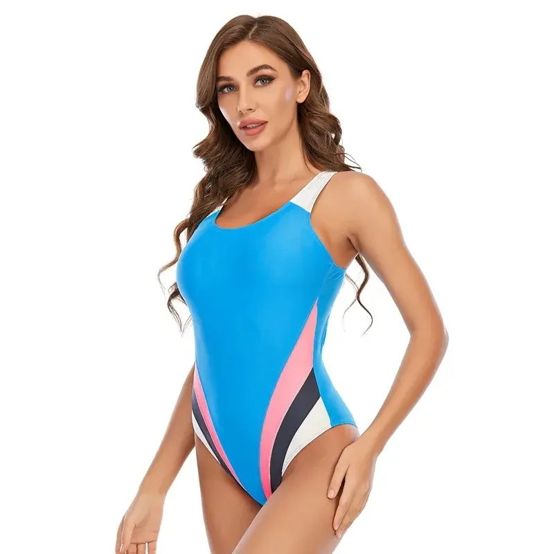 Miniatura: Bañador deportivo mujer una pieza, patchwork, natación y fitness