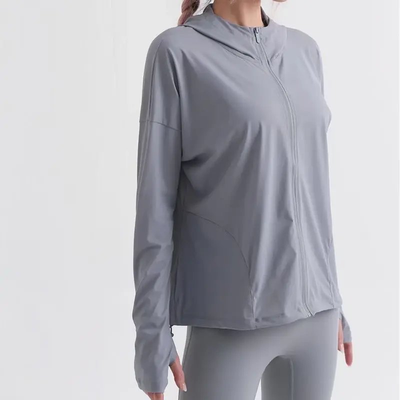 Miniatura: Chaqueta deportiva mujer invierno holgada, con capucha, cremallera y cortaviento