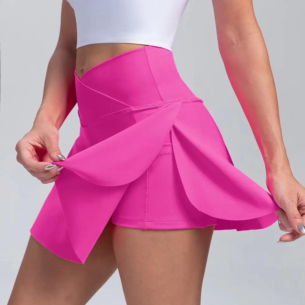 Miniatura: Falda deportiva mujer talle alto, plisada y con bolsillos laterales