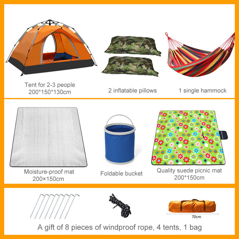 Miniatura: Tienda familiar instantánea 3-4 pers, impermeable y cortaviento para camping