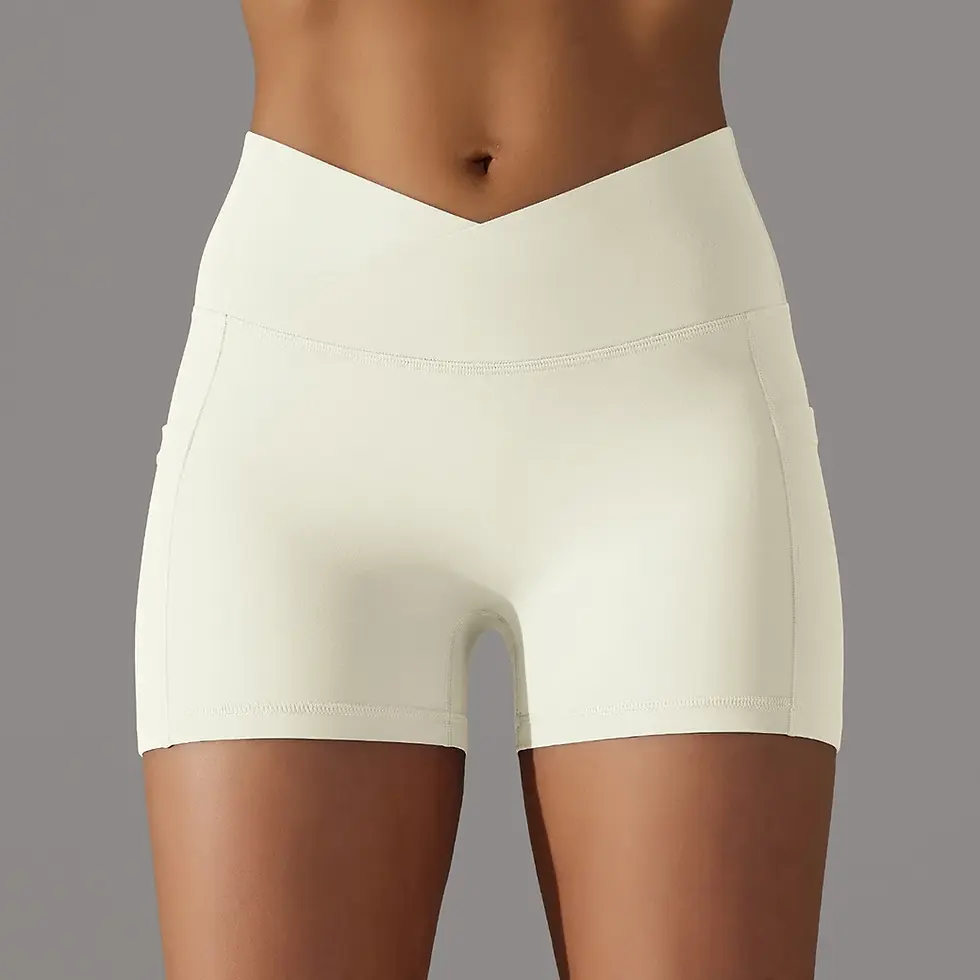 Miniatura: Short deportivo mujer cintura alta con bolsillo, transpirable y compresión gym