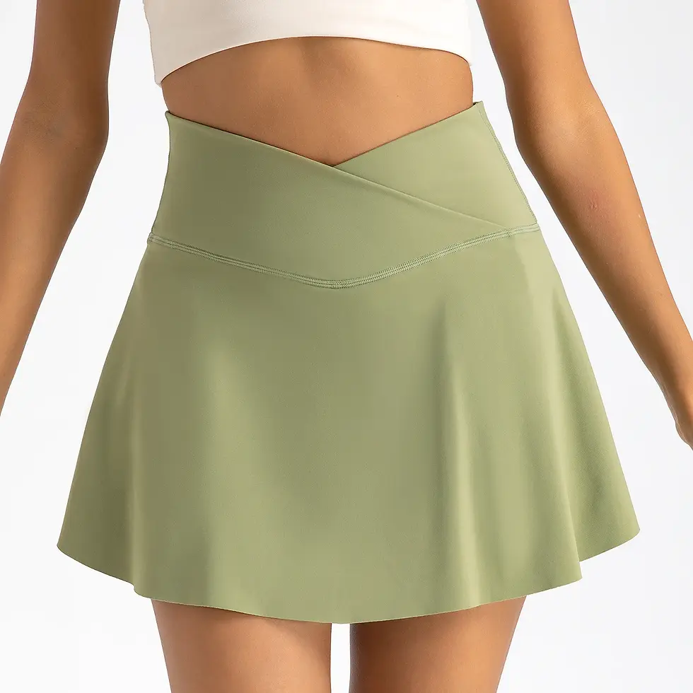 Miniatura: Falda deportiva mujer talle alto, plisada y con bolsillos laterales