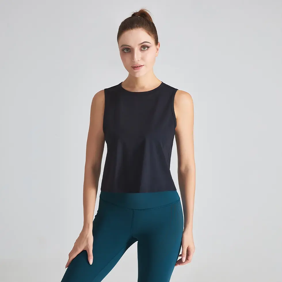 Miniatura: Trendy Loose Sleeveless Yoga Sports Top Custom Logo Gym Fit T Shirts for Women