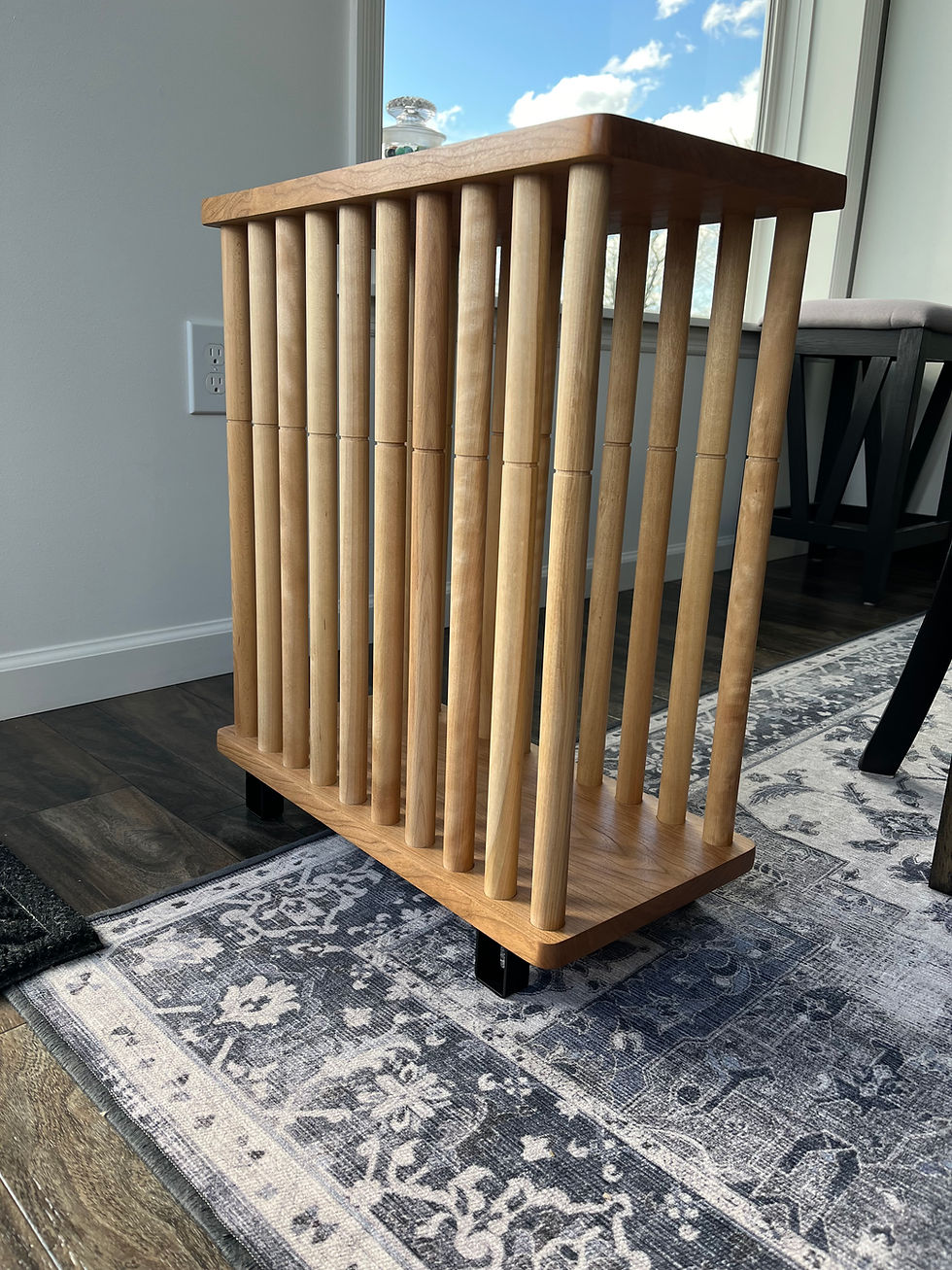 Thumbnail: Cherry end table, magazine rack. 24" tall x 10 wide.