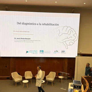 Jornada de neurorrehabilitación tecnológica en la Fundación Jiménez Díaz (Madrid) con demostraciones de robótica, exoesqueletos y neuromodulación aplicadas a pacientes.