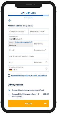 Apomeds shipping screen