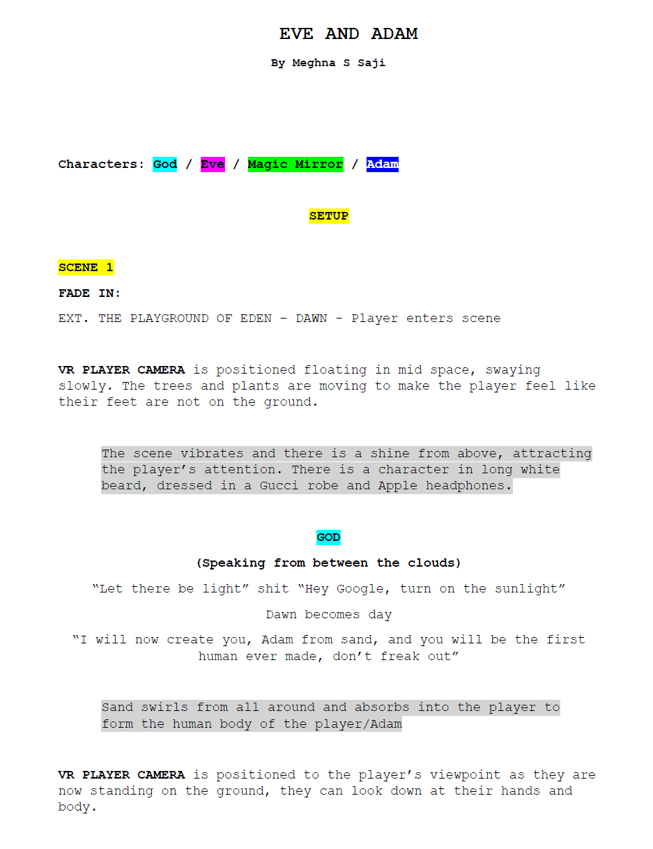 Script of Eve & Adam