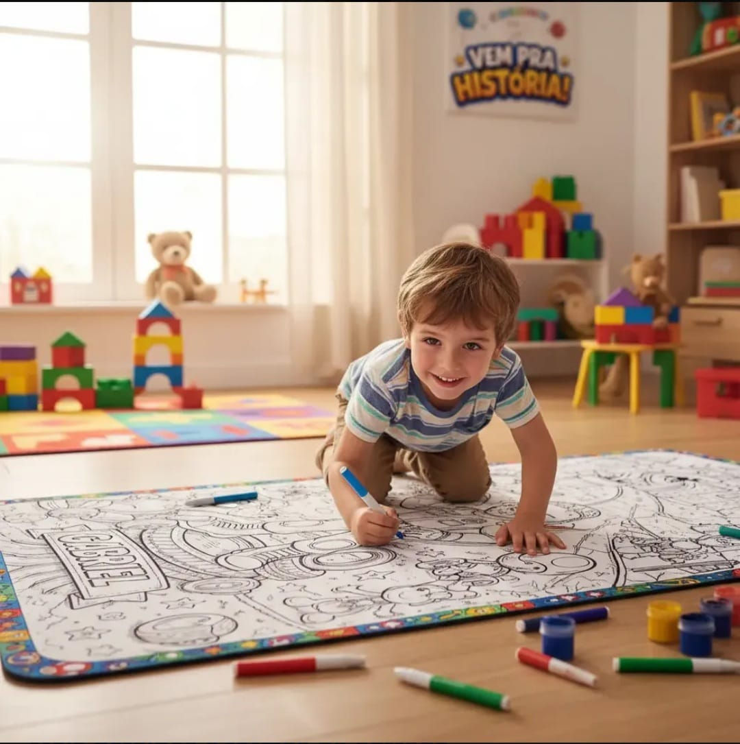 Tapete para Colorir Personalizado Infantil Passadeira 100x50 cm