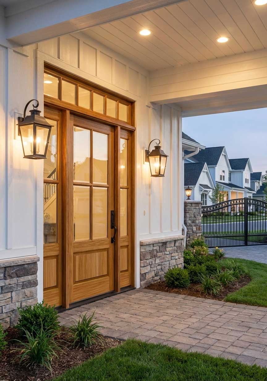 Pattern #130 with Pattern #130SL Sidelites accompanied by Transom Pattern #125 in Cedar