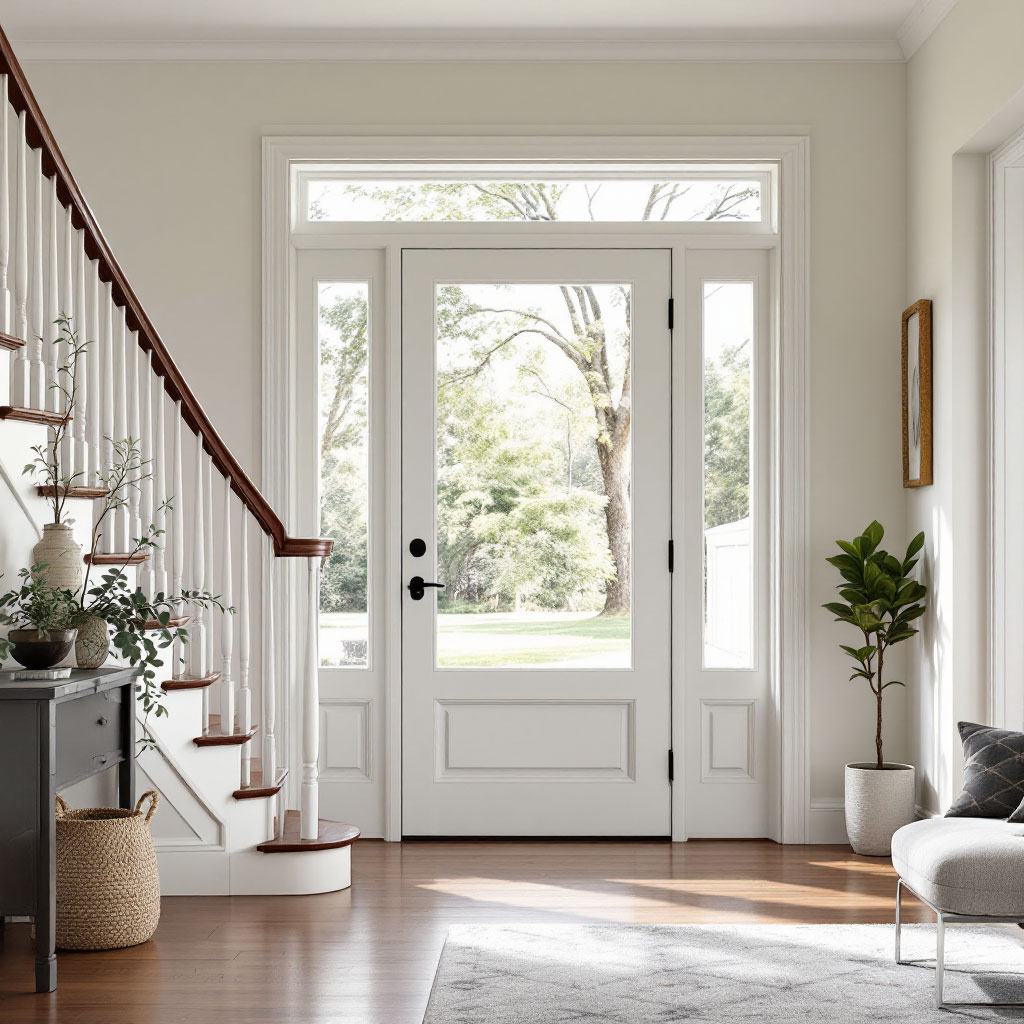 Pattern #104 with Pattern #104SL Sidelites , accompanied by Transom Pattern #108 (Painted)
