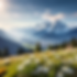 Berge mit Edelweissfeld im Vordergrund