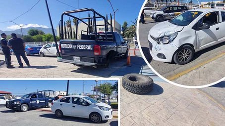 Patrulla federal ocasiona accidente al intentar cambiar de carril
