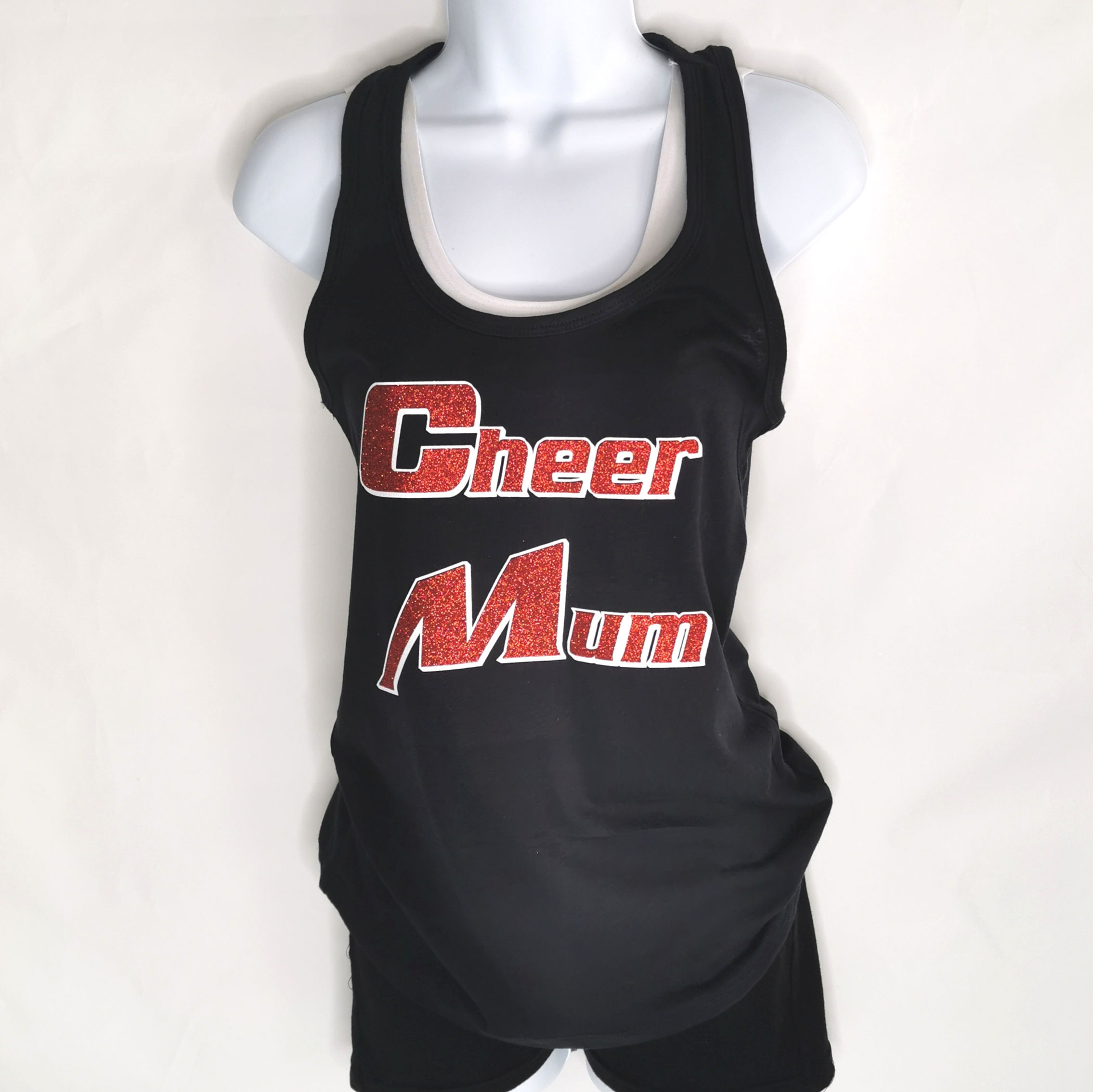 Cheer Mum Black Racer Back Vest