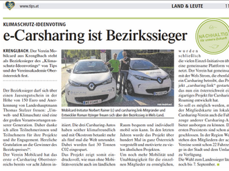 e/carsharing ist Bezirkssieger beim Klimaschutz-Ideenvoting