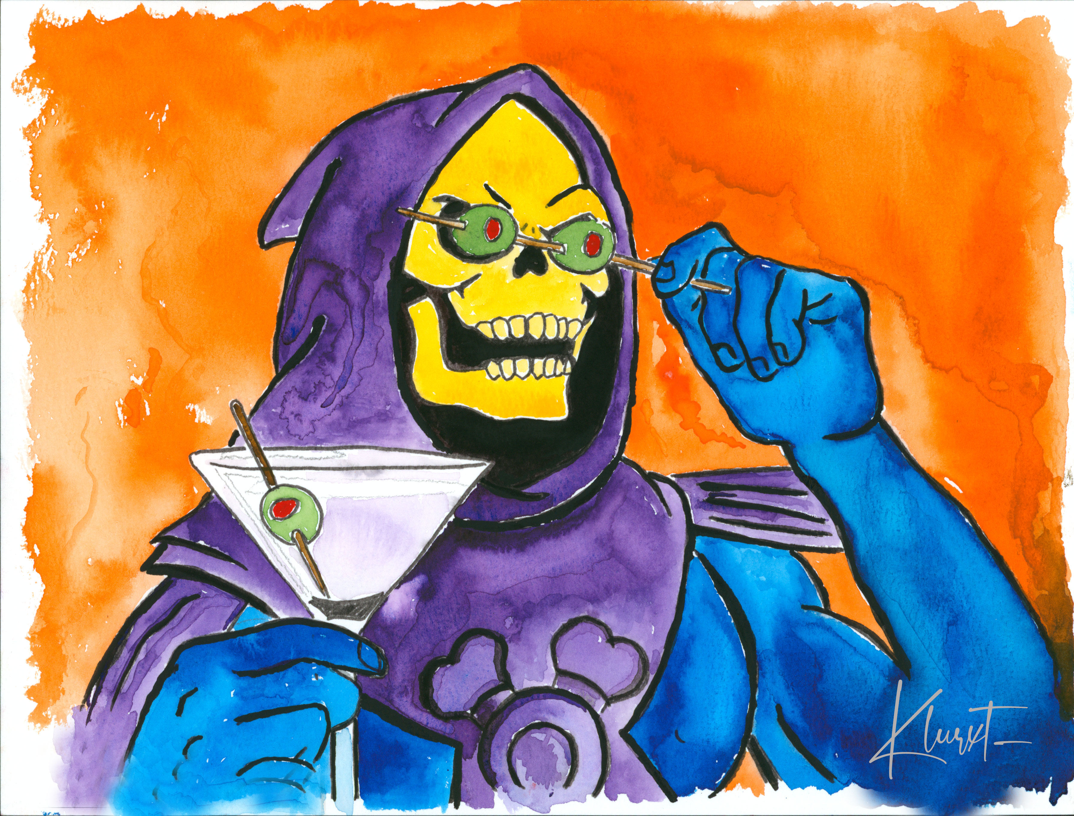Skeletor Art Print. "Martini Time"