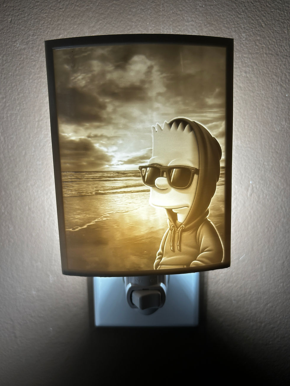 Thumbnail: Bart Simpson on a Beach Unique Custom Made 3D Lithophane Night-Light