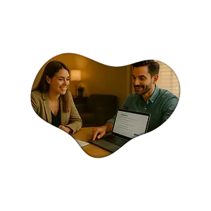 Medewerker van Medcrew die in gesprek is met een potentiele opdrachtgever tijdens een adviesgesprek