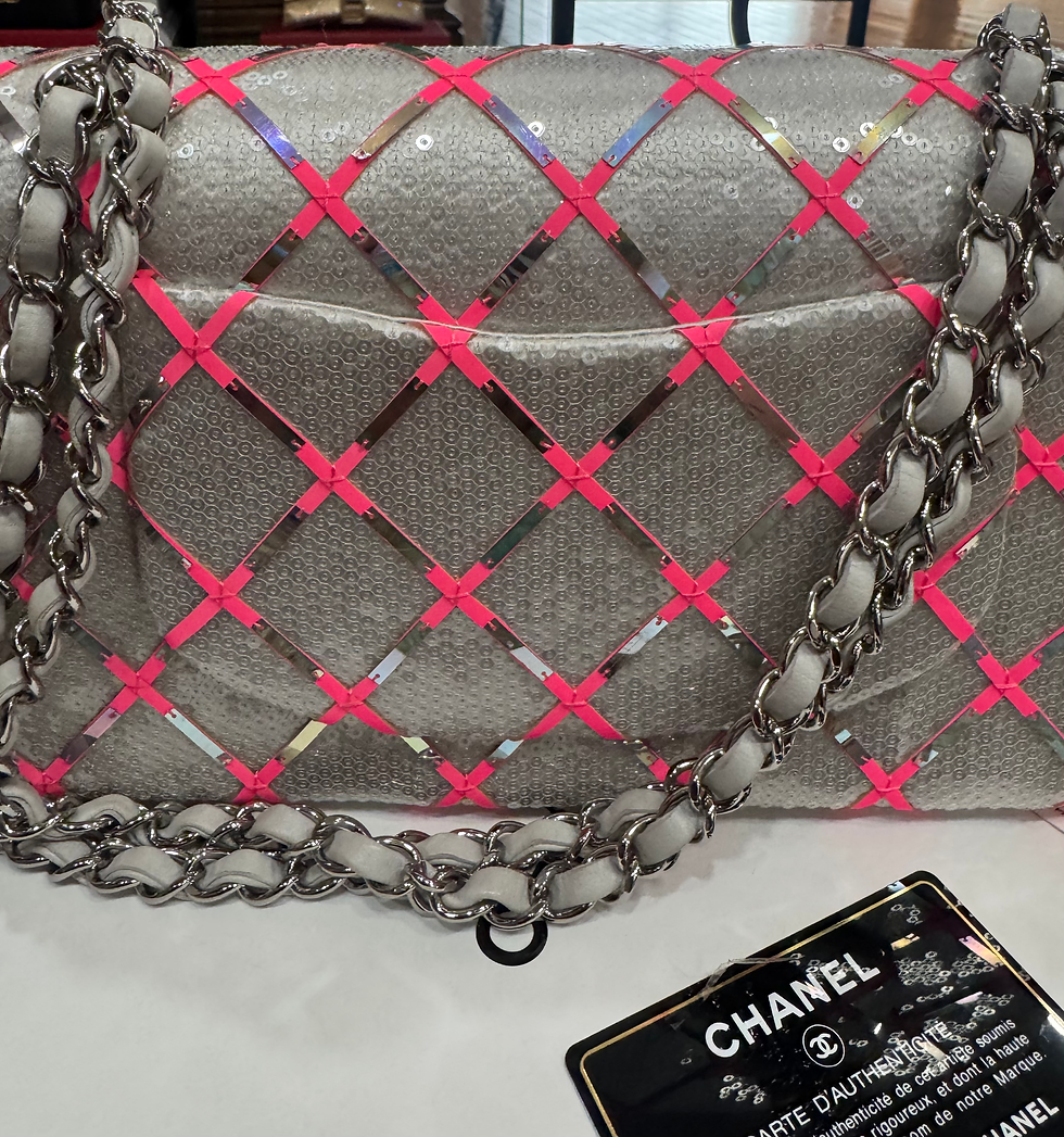 Thumbnail: Chanel Silver / Pink flip bag pink and silver authentic retail price $17,500 