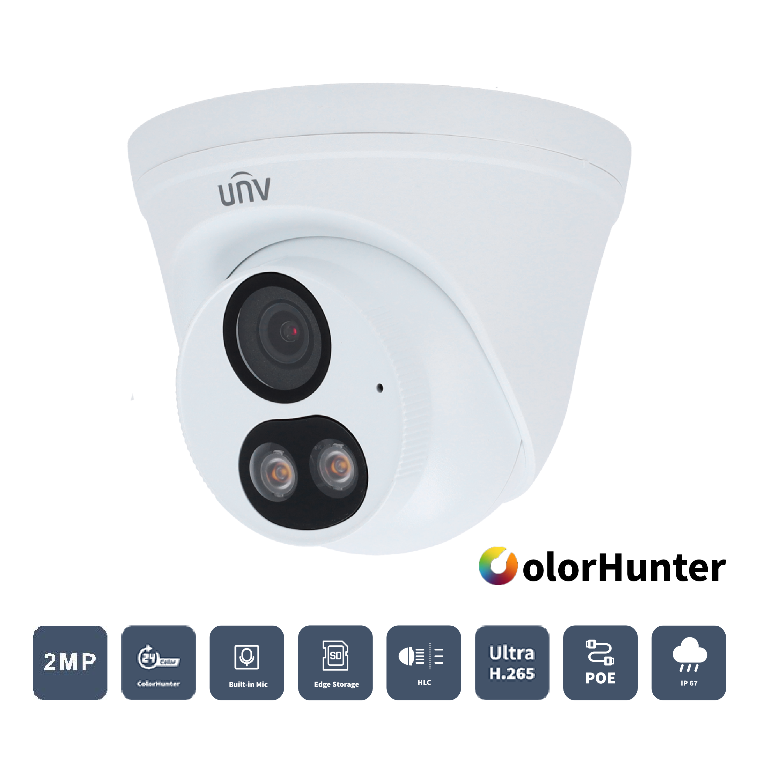 Cámara IP Color Hunter 2MP DOMO UMD
