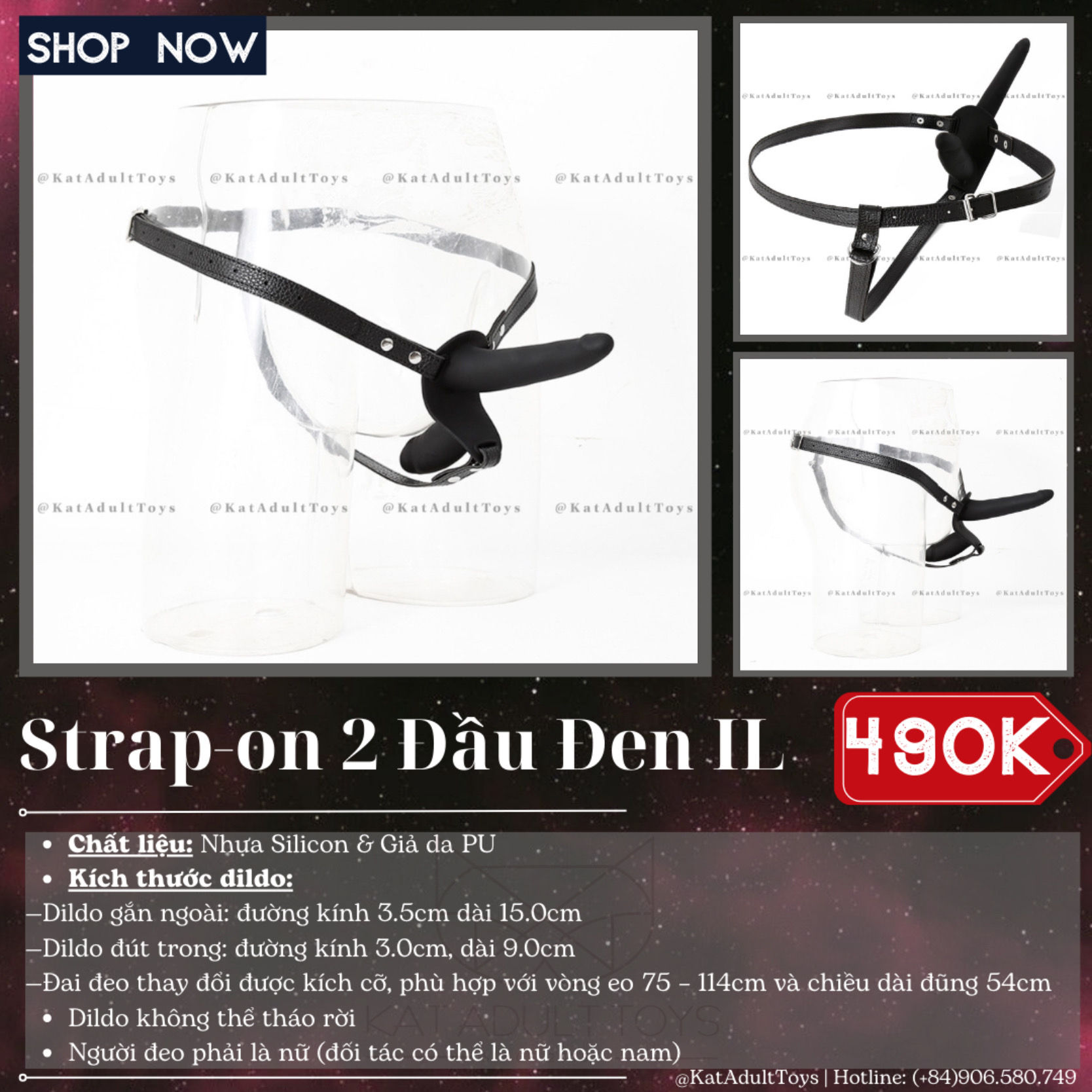 STRAP-ON 2 ĐẦU ĐEN IL