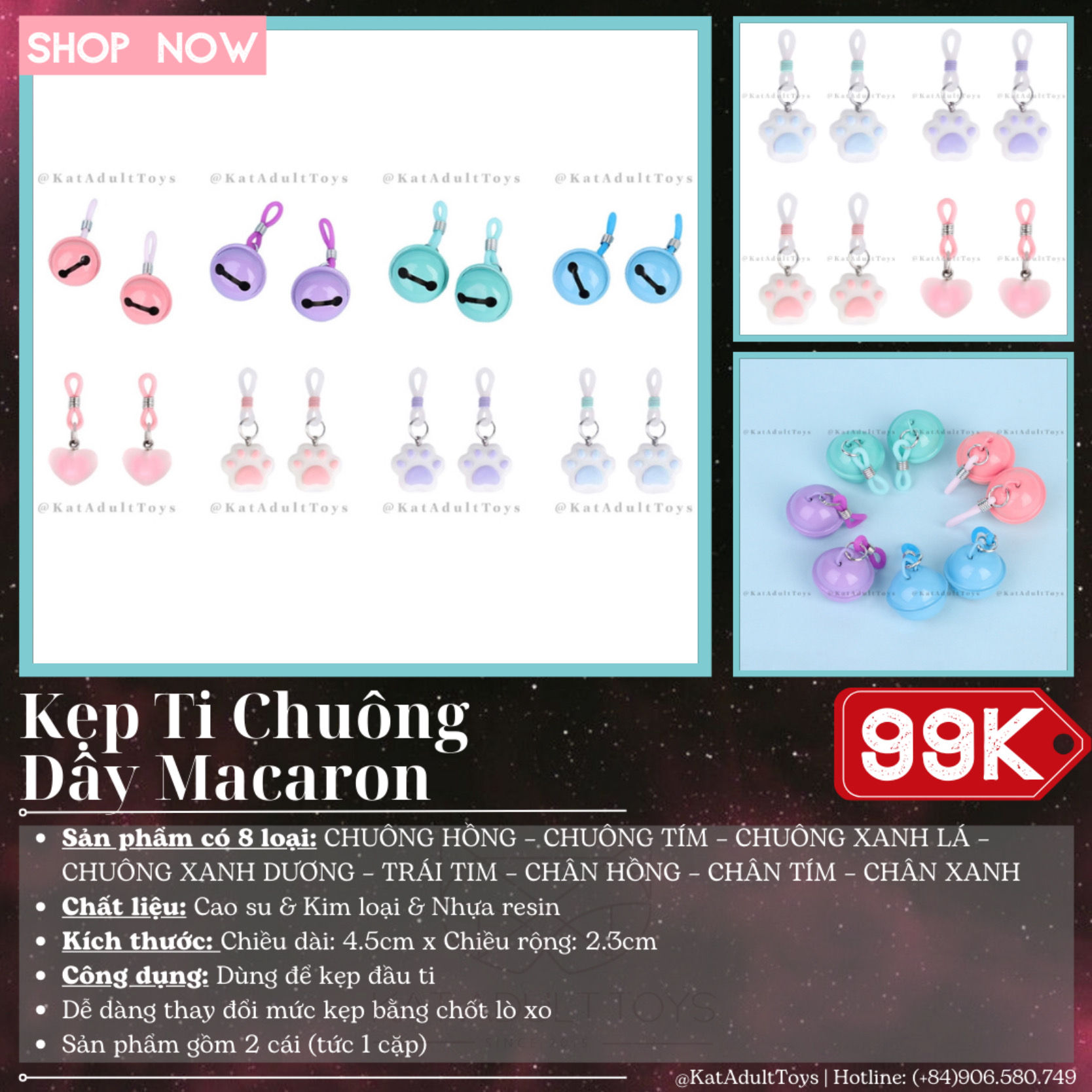 KẸP TI CHUÔNG DÂY MACARON