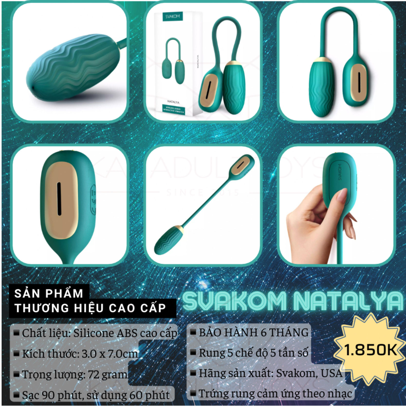 (Dòng Cao Cấp) SVAKOM NATALYA - TRỨNG RUNG CẢM ỨNG THEO NHẠC