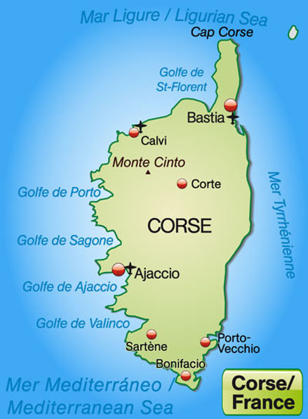 Luxury bareboat sailing yacht and catamaran charter in Corsica – Map.