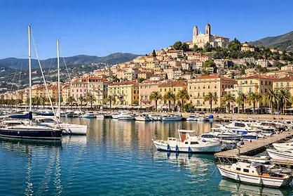 Luxury Yacht Charter – Discover San Remo: Stunning views overlooking the beautiful harbor town, the vibrant waterfront, and the coastline.