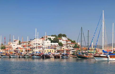 Luxury Gulets anchored in Marmaris harbour, Turkey.