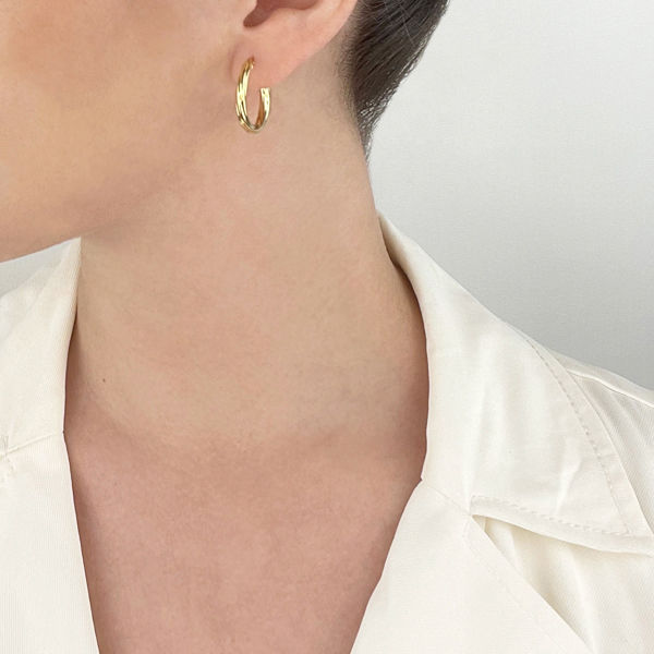 Miniatura: Arracadas tipo twisted de plata .925, chapado en oro