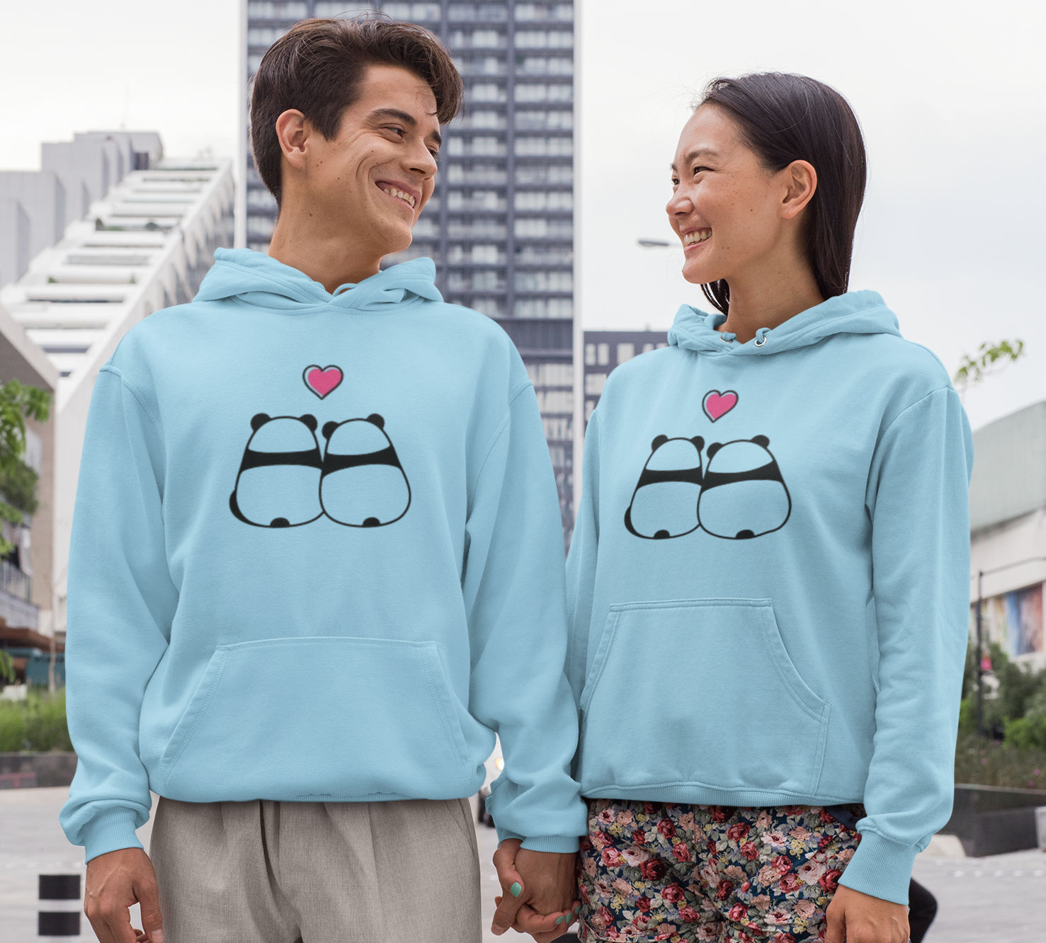Stylish Matching Couple Hoodies with Adorable Print