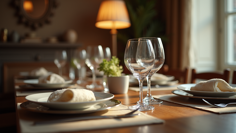 High angle view of an elegantly set dining table