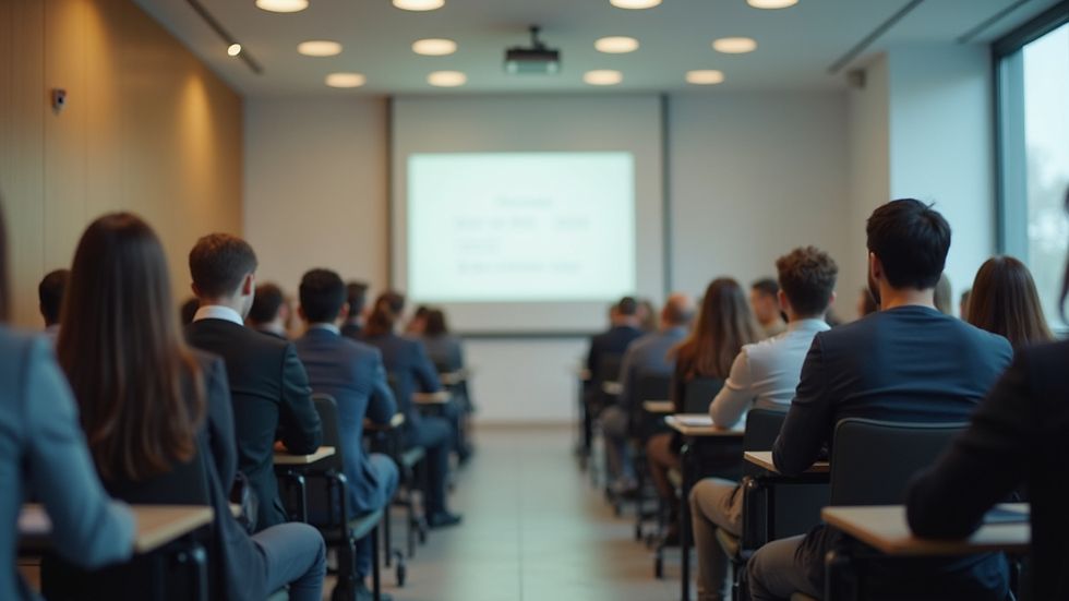 Vue latérale d’une salle de formation avec des étudiants attentifs