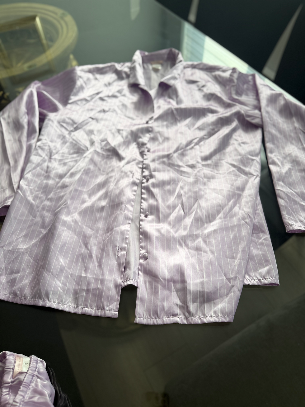 Miniature : Ensemble pyjama satiné rayé lavande – Sentiments